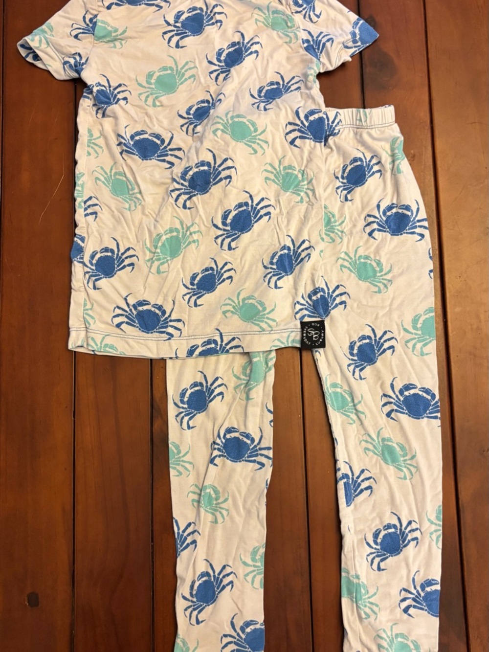 Sweet Bamboo Pajama Set with Blue & Aqua Crab Print